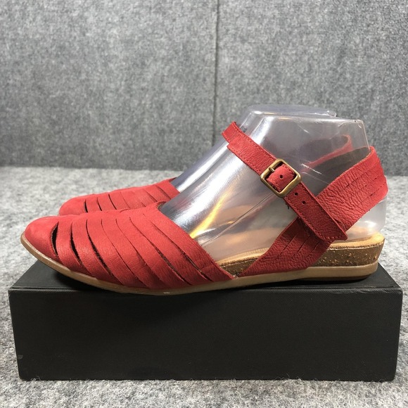 El Naturalista Sandals Womens Size 8.5 Red Leather Slingback Wedge Comfort 5201 - Picture 5 of 16